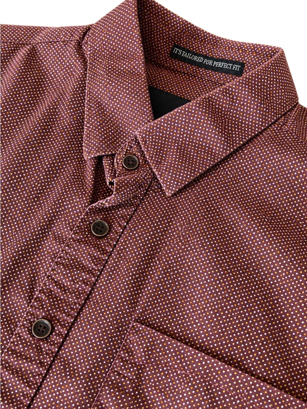 Salt n Pepper Smart Men’s Burgundy Micro Print Short Sleeve Shirt – Fits M
